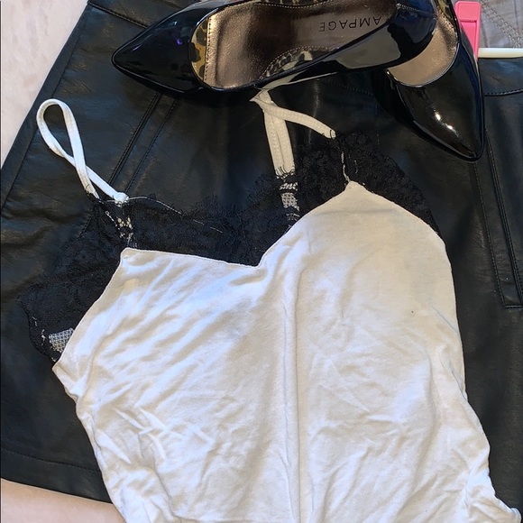 Dynamite white bodysuit with black lace trim - Picture 1 of 4